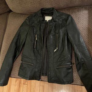 Black Faux Leather Fashion Jacket